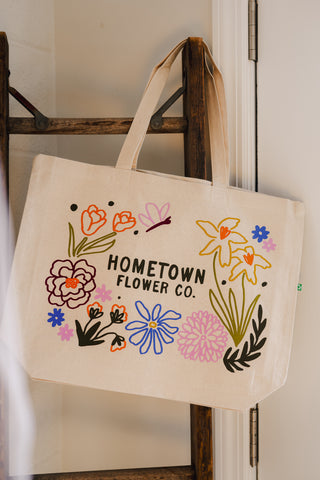 Hometown Flower Co. Flower Illustration Tote Bag