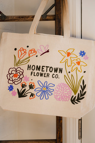 Hometown Flower Co. Flower Illustration Tote Bag