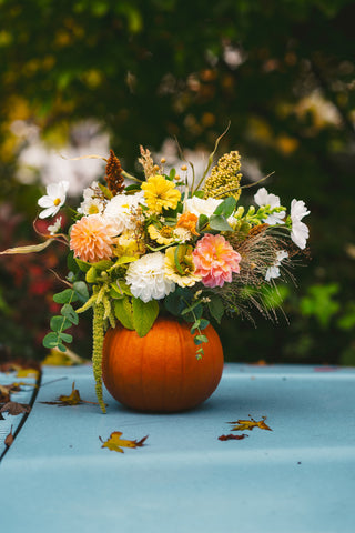 The Thanksgiving Floral Pumpkin Centerpiece